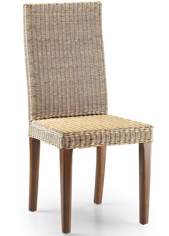 Chaise en bois massif d'acajou et rotin Mova - Photo n°1