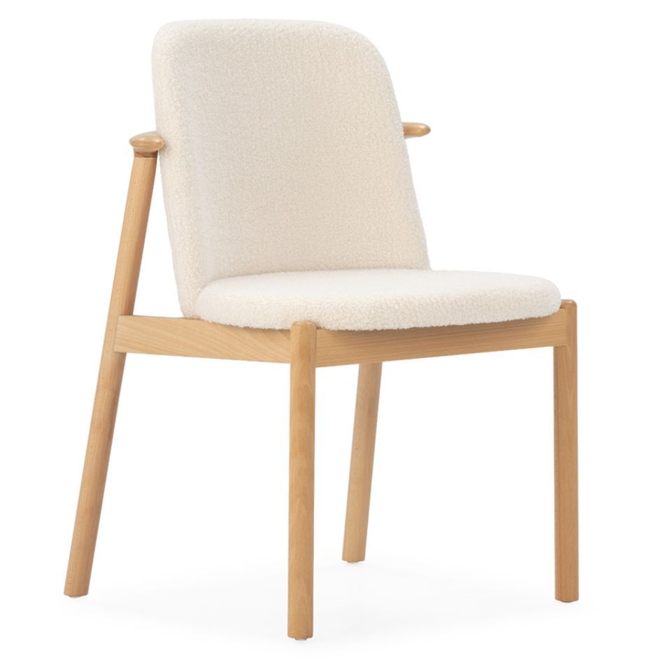 Chaise en bois de hêtre et tissu blanc TIFANY – Style naturel et moderne - Photo n°1