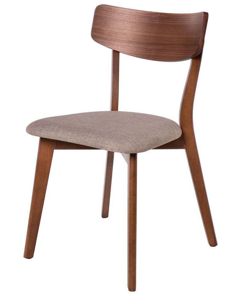 Chaise en bois de noyer et tissu gris clair Reka - Photo n°1