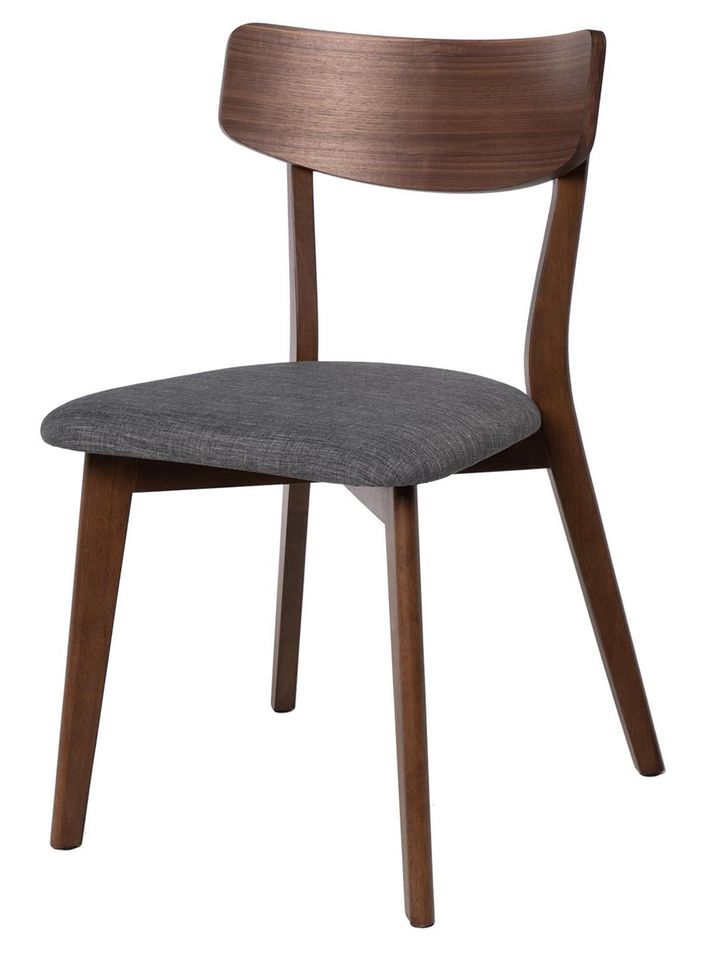 Chaise en bois de noyer et tissu gris foncé Reka - Photo n°1