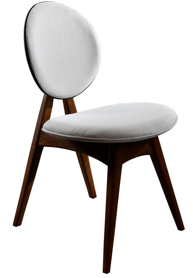 Chaise en bois de noyer et tissu lin crème Karny - Lot de 2 - Photo n°1