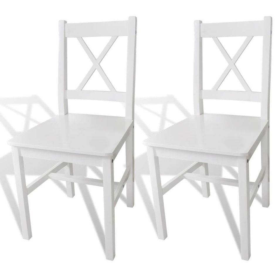 Chaise en bois de pin blanc vernis Dina - Lot de 2 - Photo n°1