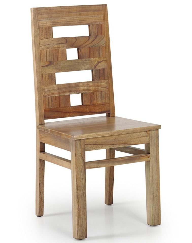 Chaise en bois massif de Mindy naturel Mazari - Photo n°1