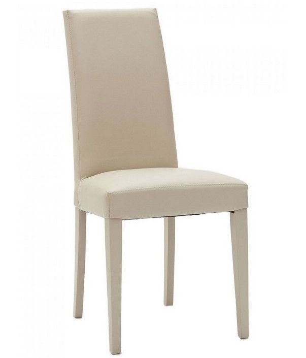 Chaise en bois massif et faux cuir Tanio - Lot de 2 - Photo n°1