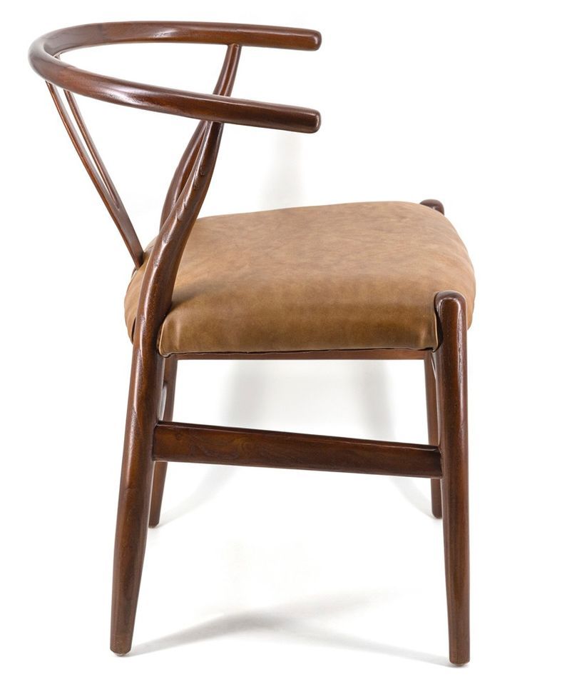 Chaise en bois massif marron et assise en cuir Kuiza - Photo n°3
