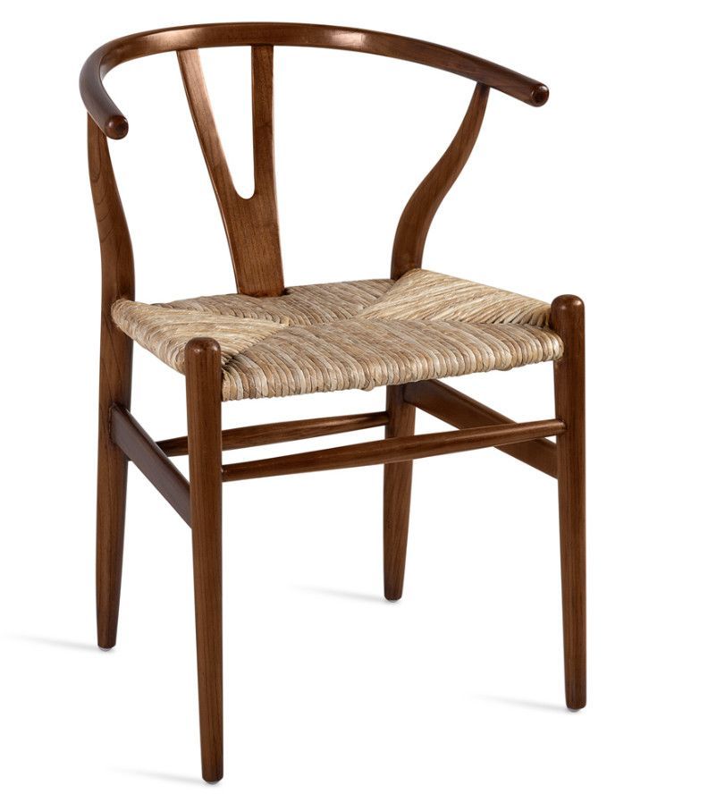 Chaise en bois massif marron et assise en rotin Numa - Photo n°1
