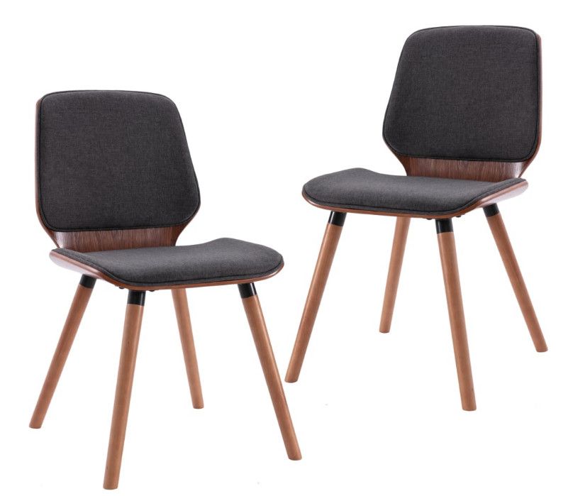 Chaise en bois noyer et tissu gris noir Klazo - Lot de 2 - Photo n°1