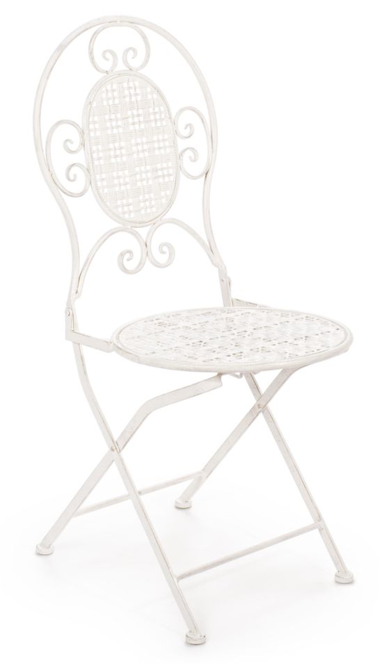 Chaise en fer blanc ivoire sans accoudoirs Emily - Lot de 4 - Photo n°1