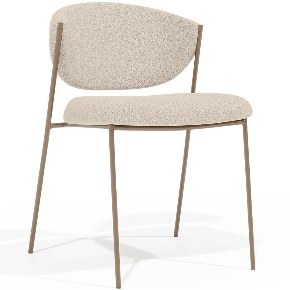Chaise en tissu bouclé et structure métallique champagne Lozane - Modernité et qualité - Photo n°1