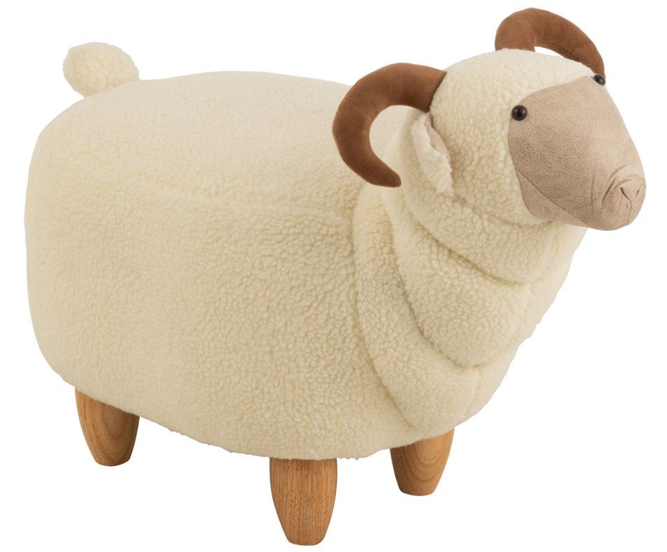 Chaise enfant bélier bois et tissu blanc et marron Betty - Photo n°1