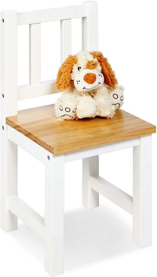 Chaise enfant pin massif laqué blanc et clair Fenna - Photo n°1