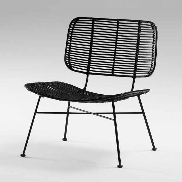 Chaise ethnique osier tissé et métal noirs Gael - Photo n°1