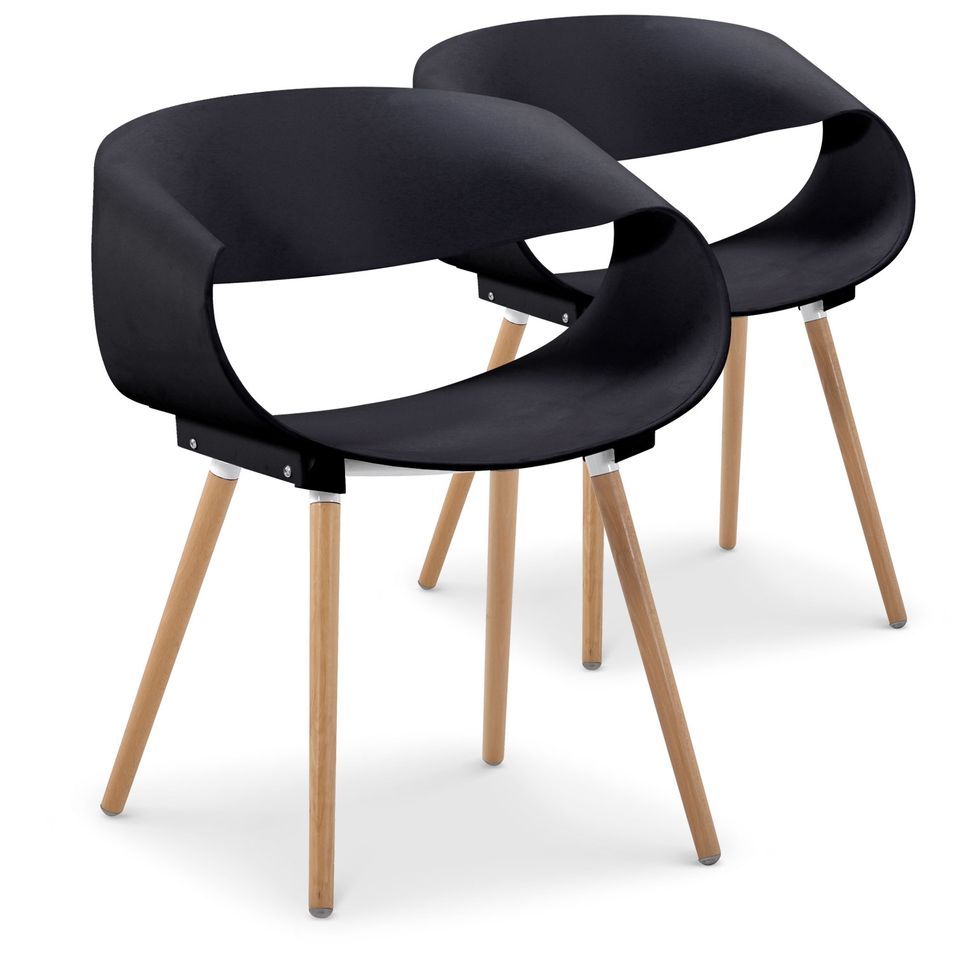 Chaise forme originale Noir Prada - Lot de 2 - Photo n°1
