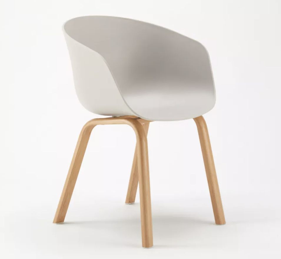 Chaise grise et pied métal effet bois Doker - Photo n°1