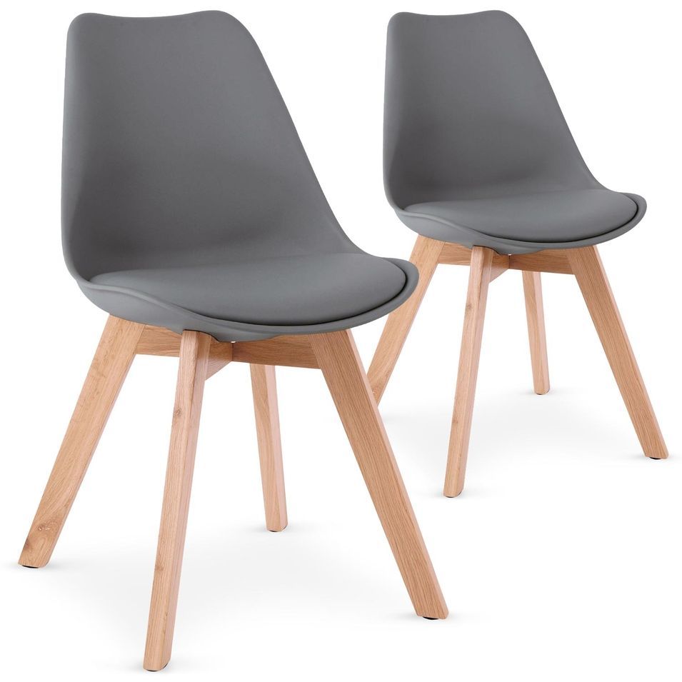 Chaise grise style scandinave Spak - Lot de 2 - Photo n°1