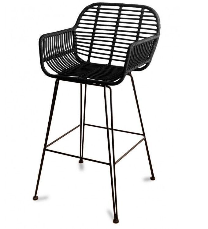 Chaise haute BARBOU – Rotin noir & métal - Photo n°1
