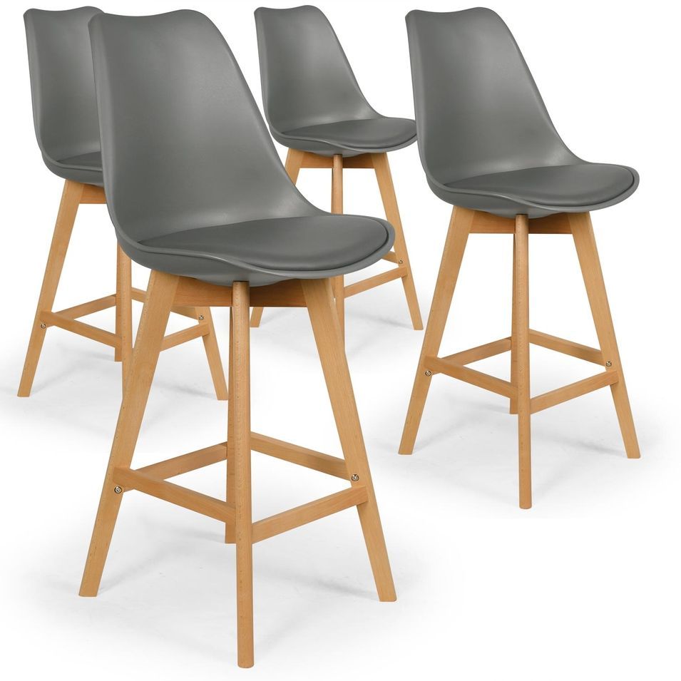Chaise haute Scandinave Orna Gris - Lot de 4 - Photo n°1