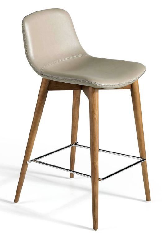Chaise haute similicuir et pieds bois frêne massif Pandora - lot de 2 - Photo n°1