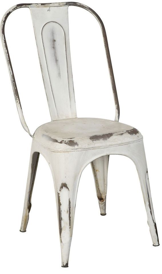 Chaise industriel forgeage blanc cassé usé Hiba - Lot de 2 - Photo n°1