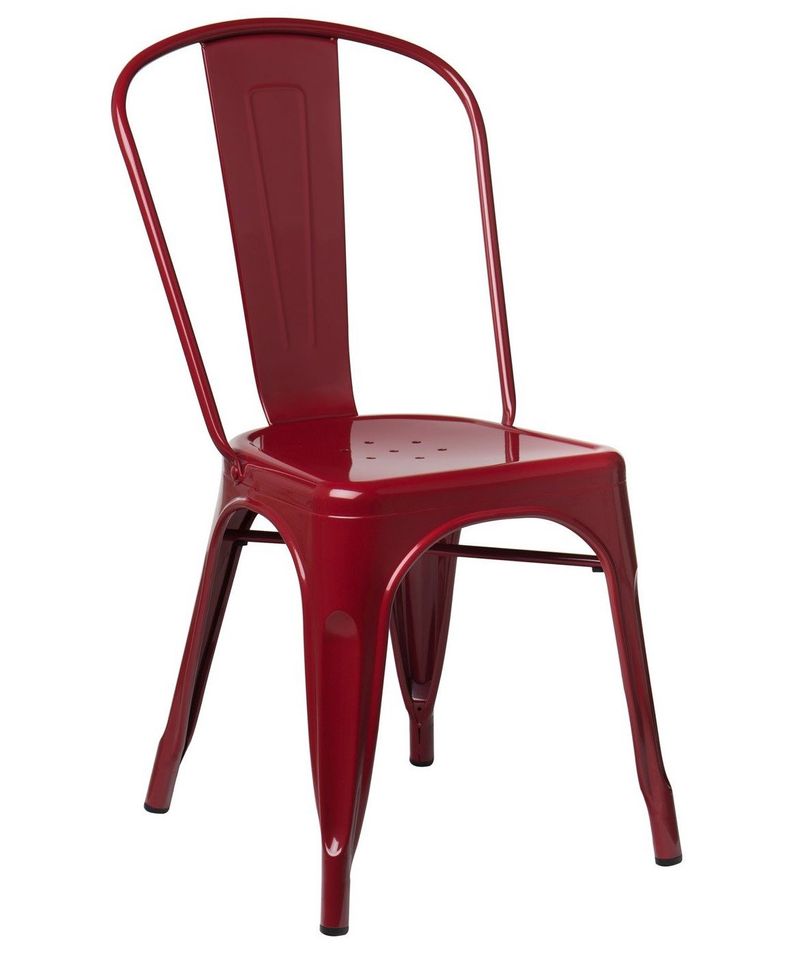 Chaise industrielle acier brillant bordeaux Kontoir - Photo n°1