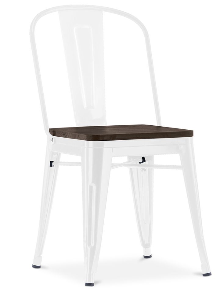 Chaise industrielle acier brillant et assise en bois massif marron Reko - Photo n°1