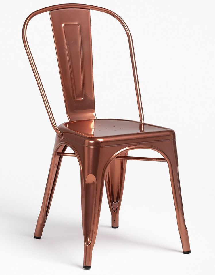 Chaise industrielle acier brossé brillant cuivre Luxor - Photo n°1