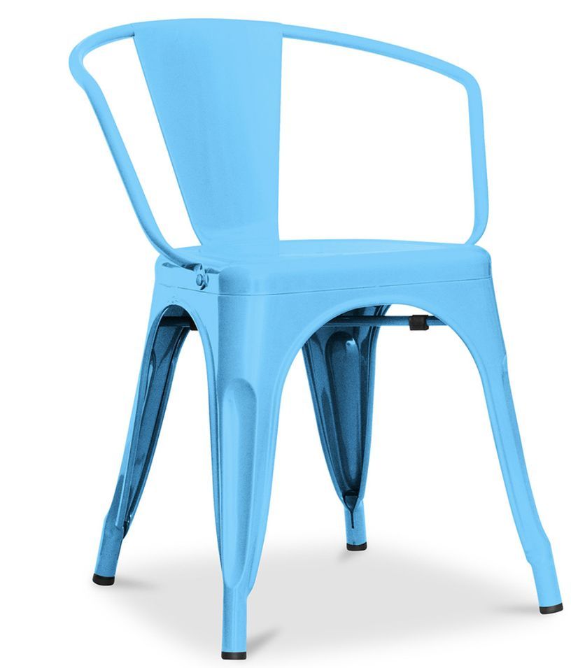 Chaise industrielle avec accoudoirs acier brillant Poka - Haut de gamme - Photo n°1