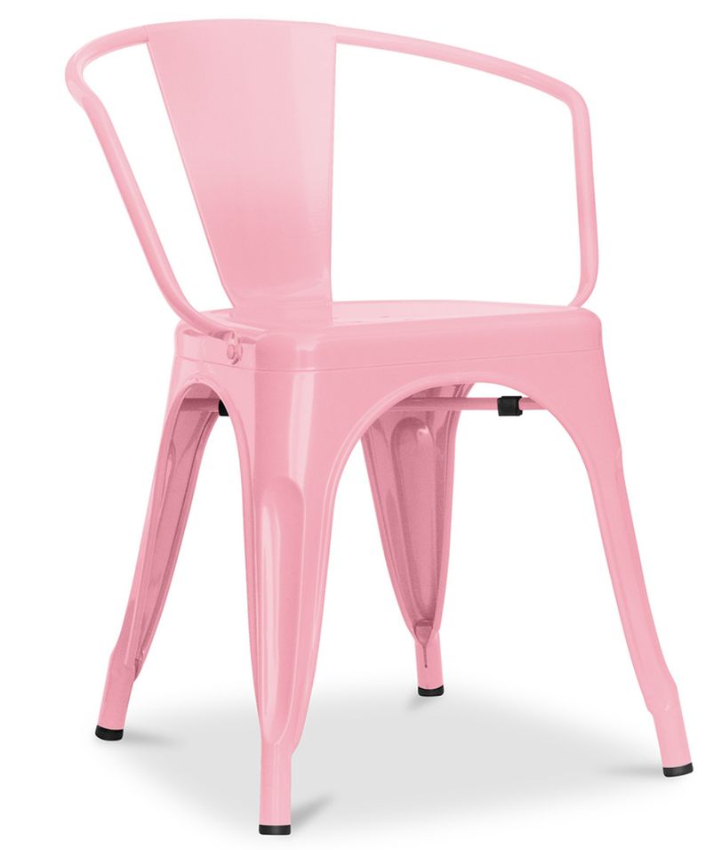 Chaise industrielle avec accoudoirs acier brillant Poka - Haut de gamme - Photo n°1