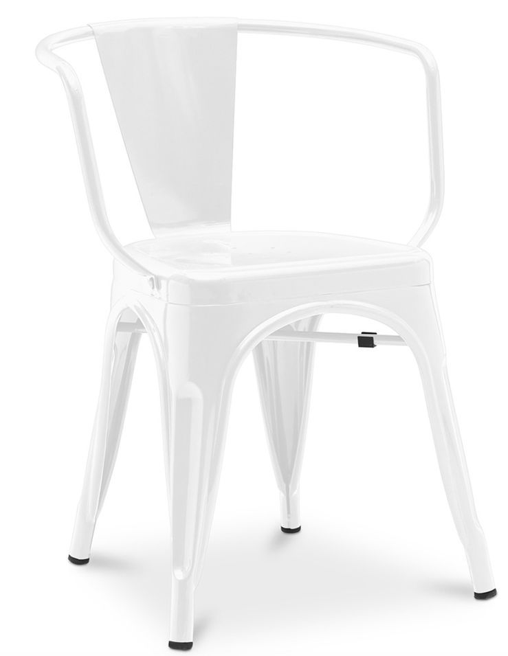 Chaise industrielle avec accoudoirs acier brillant Poka - Haut de gamme - Photo n°1