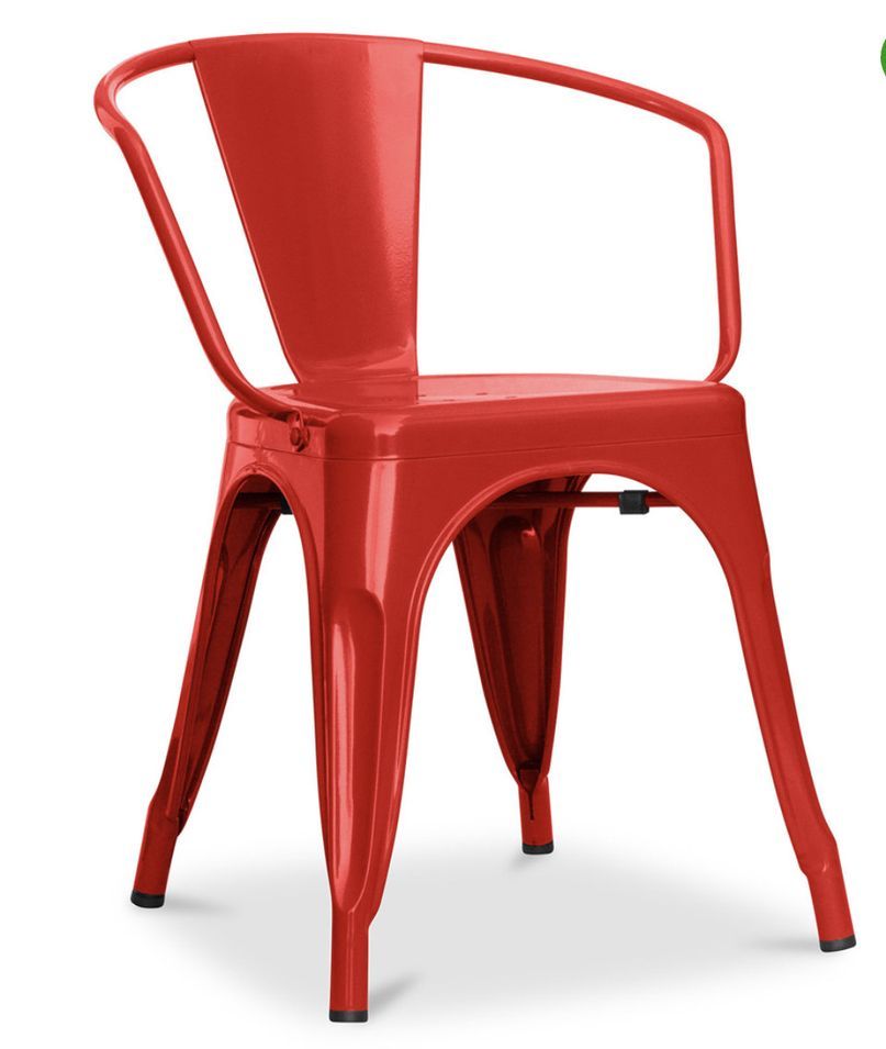 Chaise industrielle avec accoudoirs acier brillant Poka - Haut de gamme - Photo n°1