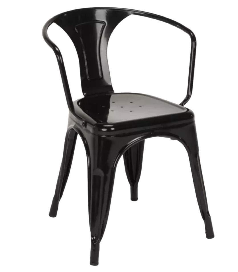 Chaise industrielle POKA Classique avec accoudoirs en acier brillant – Design vintage - Photo n°1