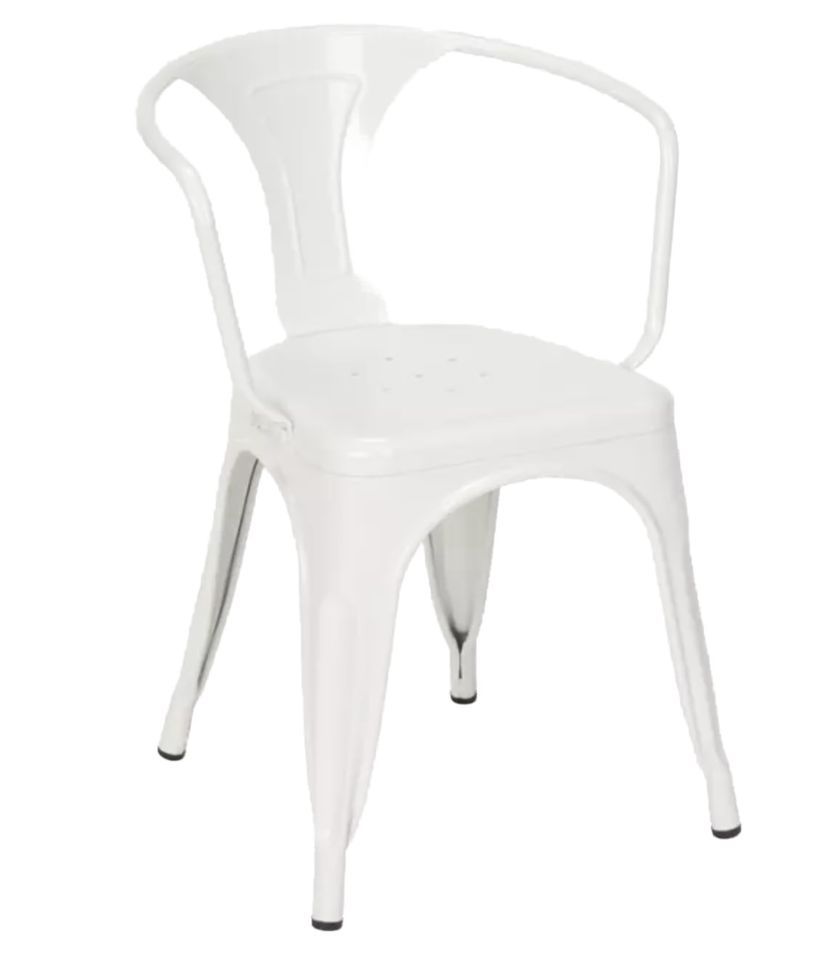 Chaise industrielle POKA Classique avec accoudoirs en acier brillant – Design vintage - Photo n°1