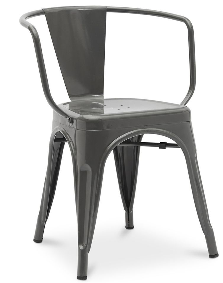 Chaise industrielle POKA Premium avec accoudoirs en acier brillant – Haut de gamme - Photo n°1