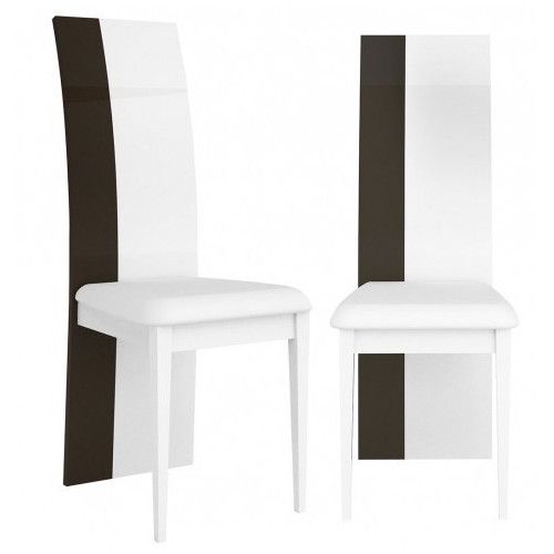 Chaise similicuir et bois laquée blanc et anthracite Koyd - Lot de 2 - Photo n°1