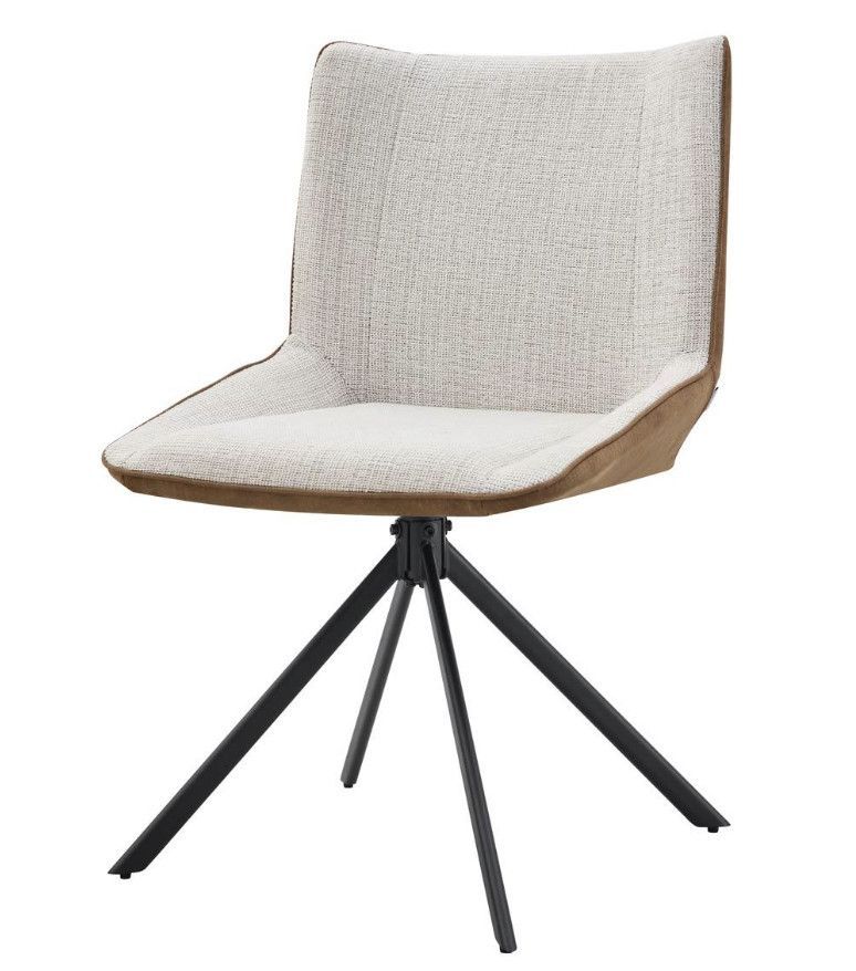 Chaise Kilora - tissu texturé et éffet Daim avec pieds métal noir - Photo n°1