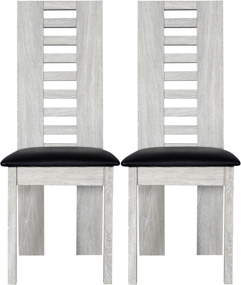 Chaise bois chêne cérusé gris Kathy - Lot de 2 - Photo n°1