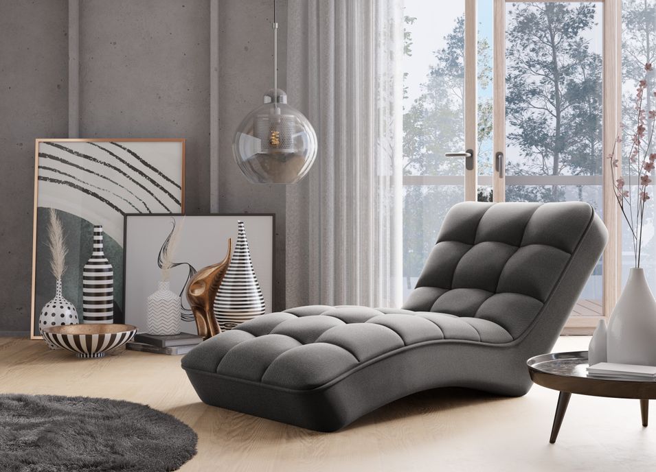 Chaise longue d'intérieur tissu capitonné RIKAL – Confort durable - Photo n°1