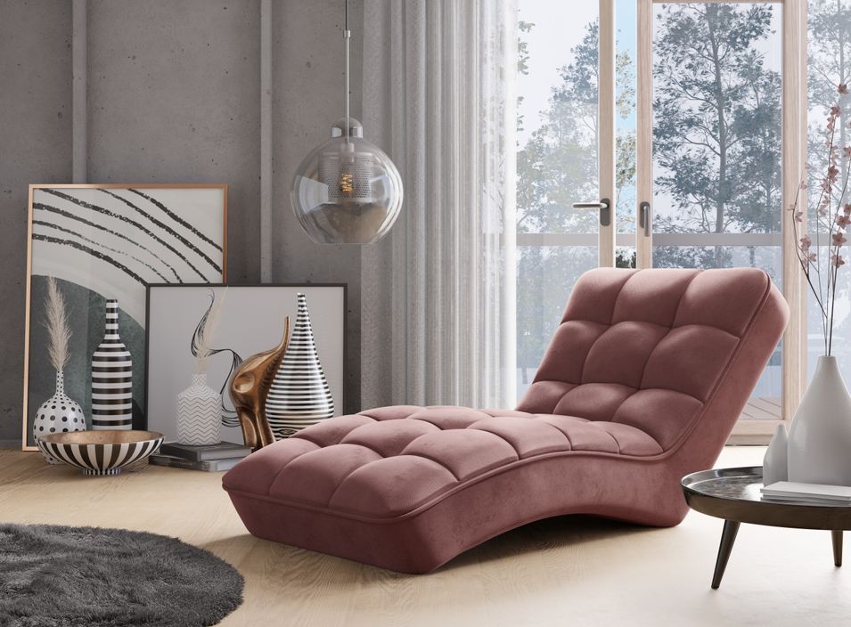 Chaise longue d'intérieur tissu capitonné RIKAL – Confort durable - Photo n°1