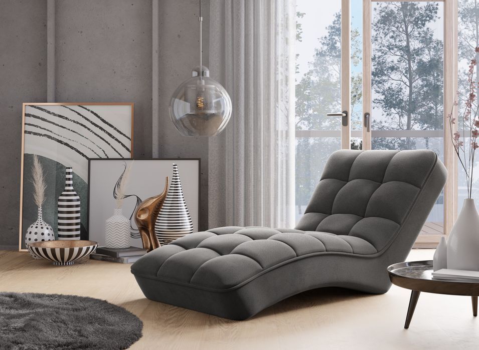 Chaise longue d'intérieur tissu capitonné RIKAL – Confort durable - Photo n°1