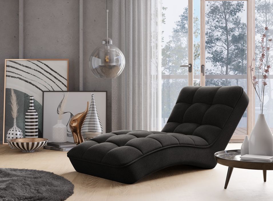 Chaise longue d'intérieur tissu capitonné RIKAL – Confort durable - Photo n°1