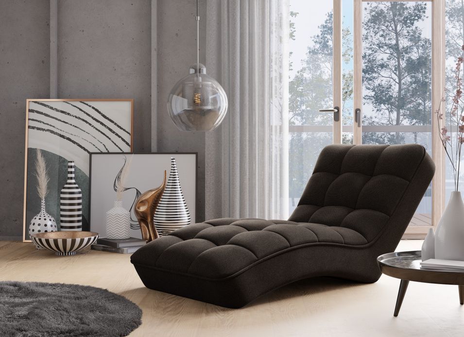 Chaise longue d'intérieur tissu capitonné RIKAL – Confort durable - Photo n°1