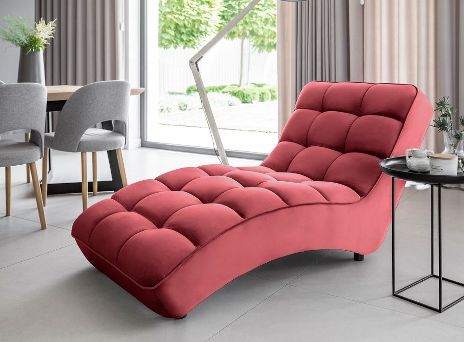 Chaise longue d'intérieur velours capitonné RIKAL – Confort et raffinement - Photo n°1