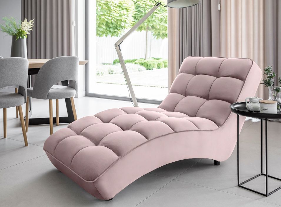 Chaise longue d'intérieur velours capitonné RIKAL – Confort et raffinement - Photo n°1
