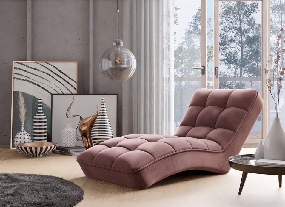 Chaise longue d'intérieur velours capitonné RIKAL – Confort et raffinement - Photo n°1