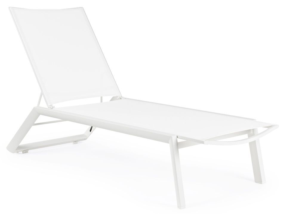Chaise longue en aluminium blanc avec roues Cadia - Lot de 4 - Photo n°1