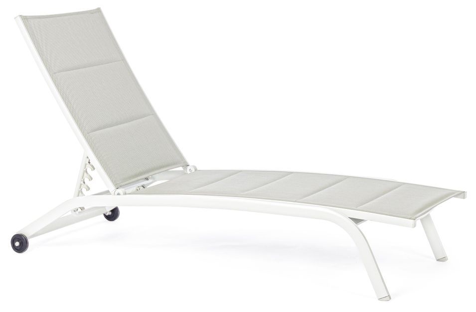Chaise longue en aluminium blanc et gris Chloé - Lot de 4 - Photo n°1