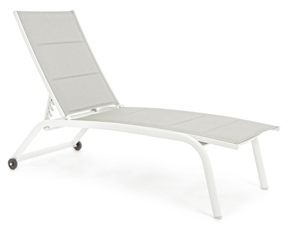 Chaise longue en aluminium et textylène blanc Chloé - Lot de 4 - Photo n°1