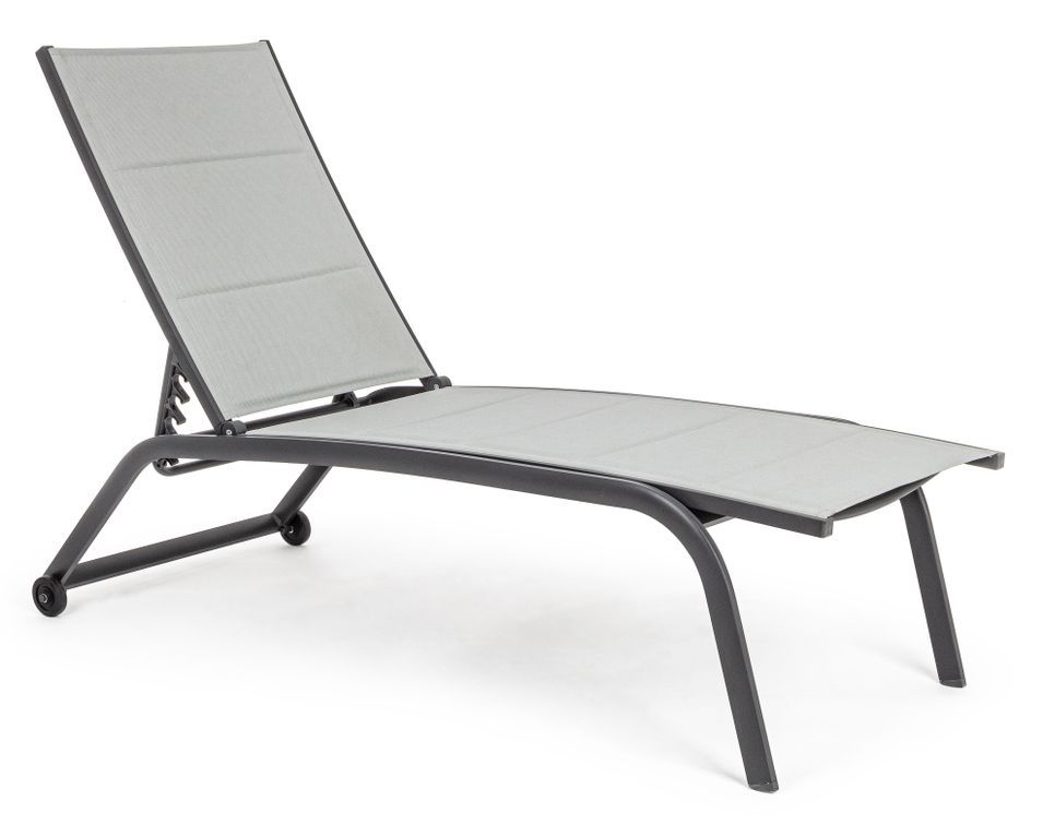 Chaise longue en aluminium et textylène noir Chloé - Lot de 4 - Photo n°1