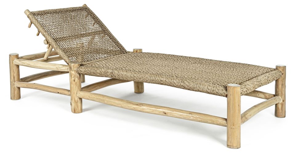 Chaise longue inclinable en bois teck naturel Landry - Photo n°1