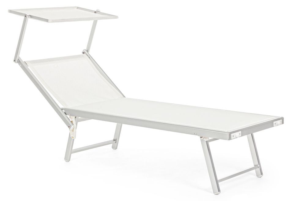 Chaise longue pliante en aluminium blanc Jorgia - Lot de 2 - Photo n°1